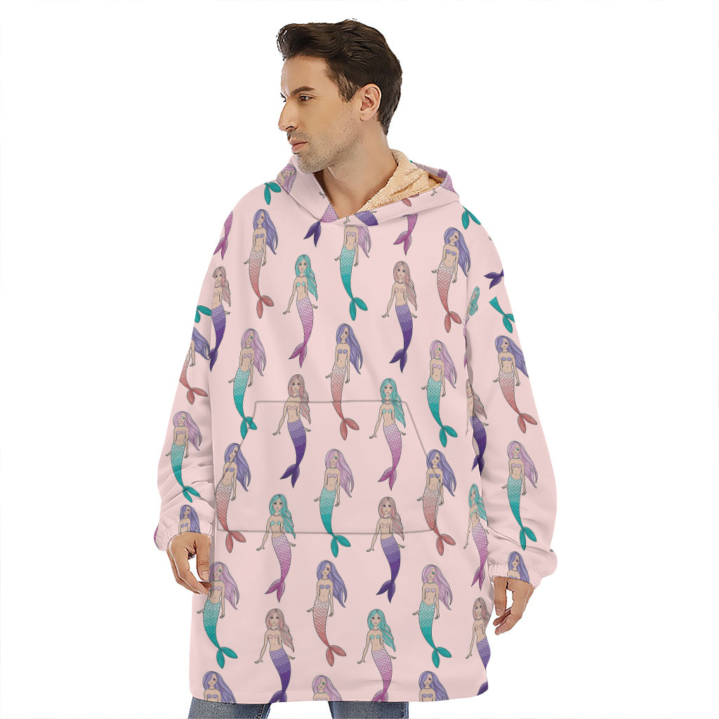Mermaid Girls Pattern Print Hoodie Blanket