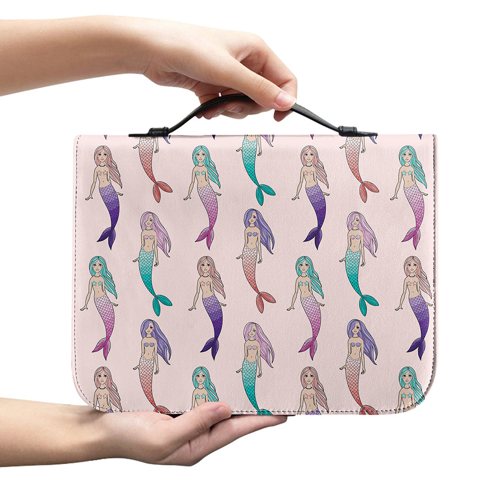 Mermaid Girls Pattern Print Leather Bible Cover