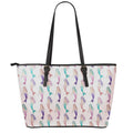 Mermaid Girls Pattern Print Leather Tote Bag With Zipper