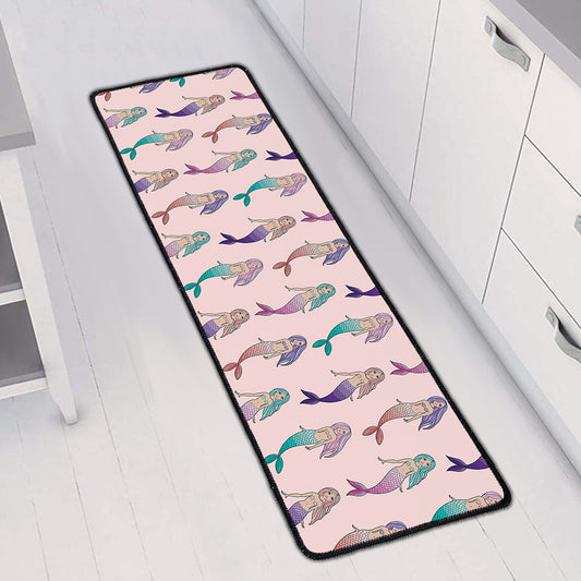 Mermaid Girls Pattern Print Long Kitchen Mat