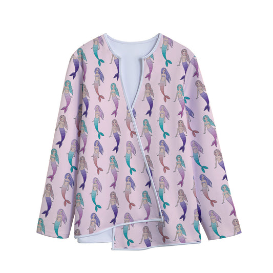 Mermaid Girls Pattern Print Long Sleeve Short Coat