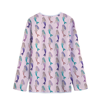 Mermaid Girls Pattern Print Long Sleeve Short Coat