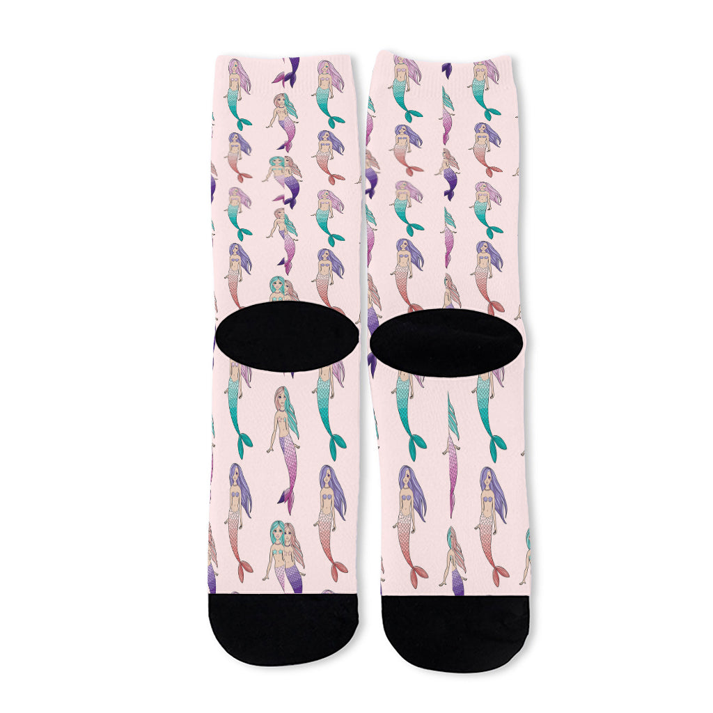 Mermaid Girls Pattern Print Long Socks