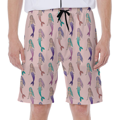 Mermaid Girls Pattern Print Men's Beach Shorts