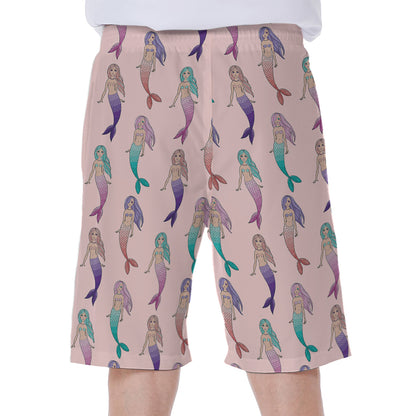 Mermaid Girls Pattern Print Men's Beach Shorts