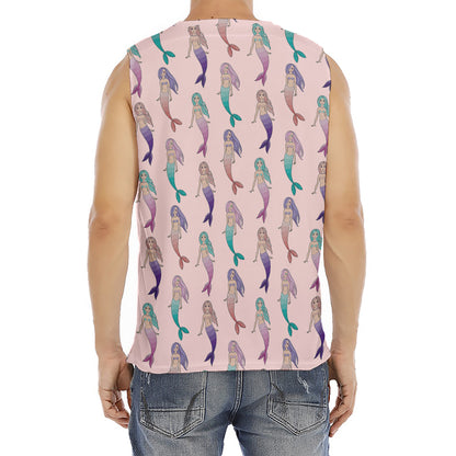 Mermaid Girls Pattern Print Men's Fitness Tank Top