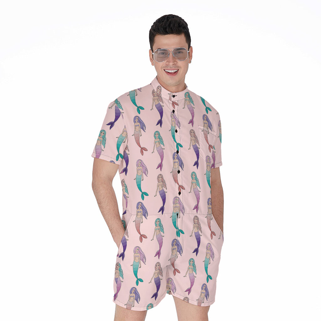 Mermaid Girls Pattern Print Men's Rompers