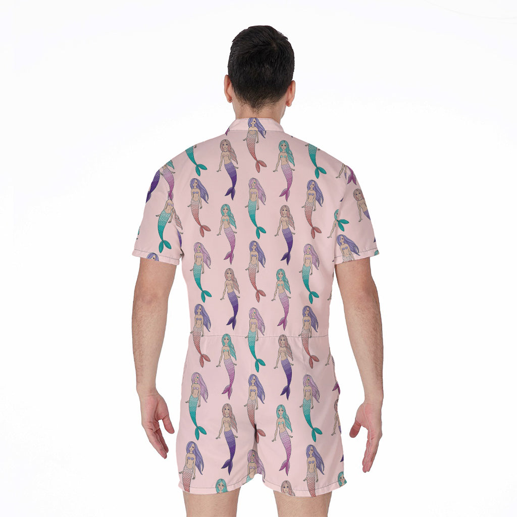 Mermaid Girls Pattern Print Men's Rompers