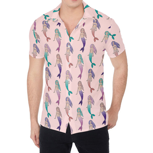 Mermaid Girls Pattern Print Men's Shirt