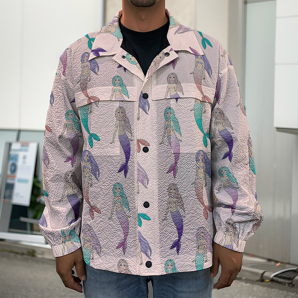 Mermaid Girls Pattern Print Men's Shirt Jacket