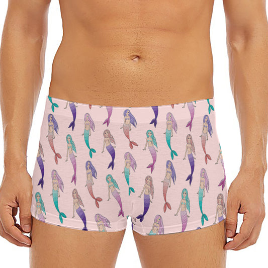 Mermaid Girls Pattern Print Men's Short Boxer Briefs
