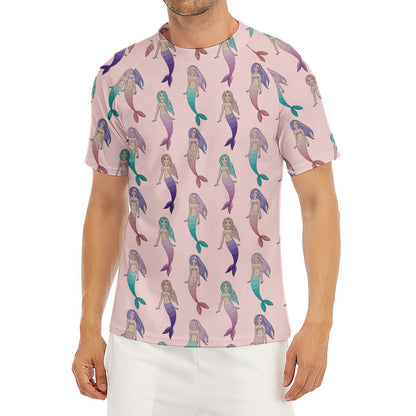 Mermaid Girls Pattern Print Men's Short Sleeve Rash Guard
