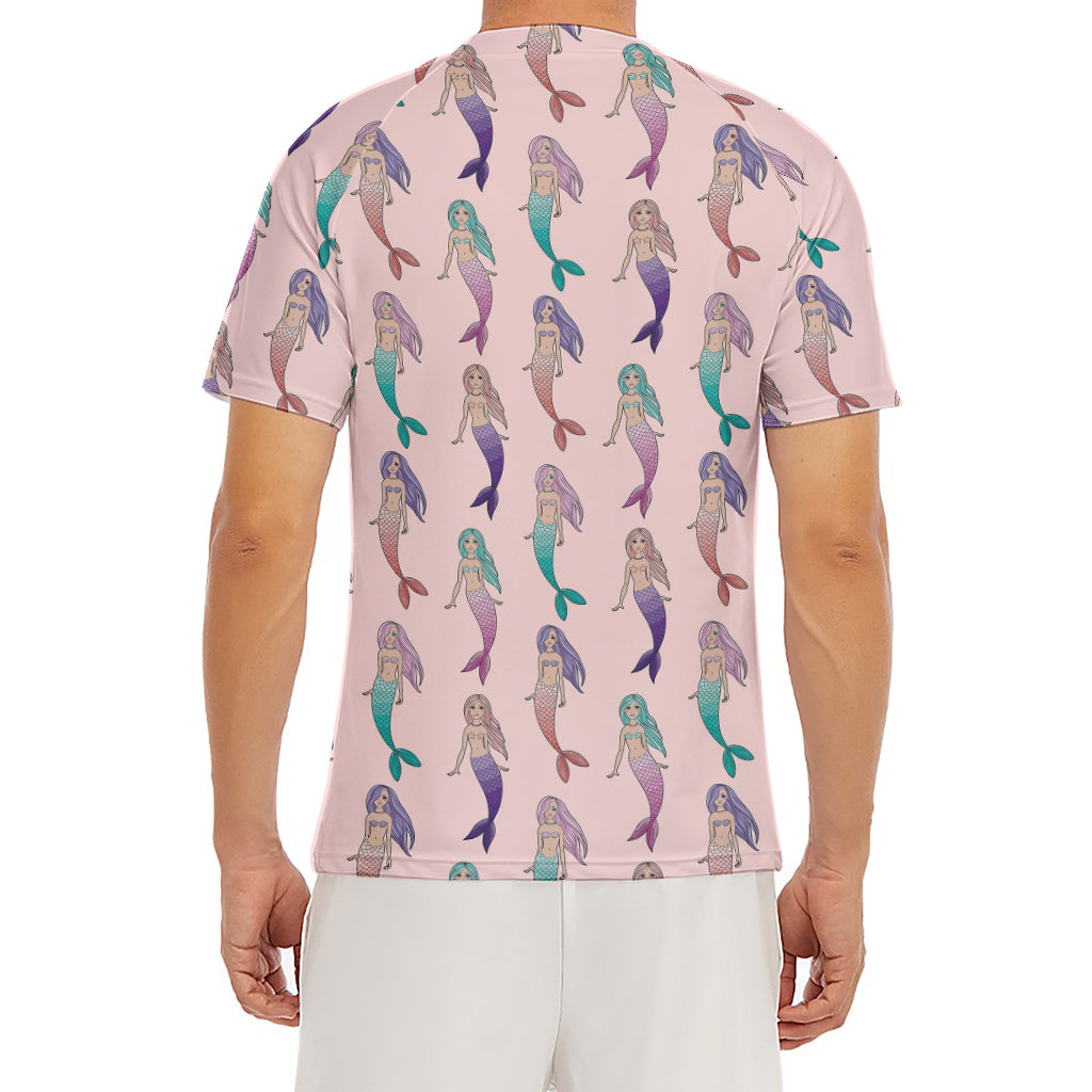 Mermaid Girls Pattern Print Men's Short Sleeve Rash Guard