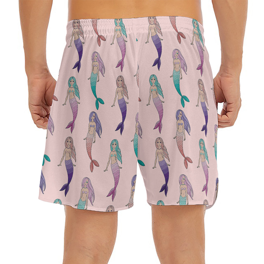 Mermaid Girls Pattern Print Men's Split Running Shorts
