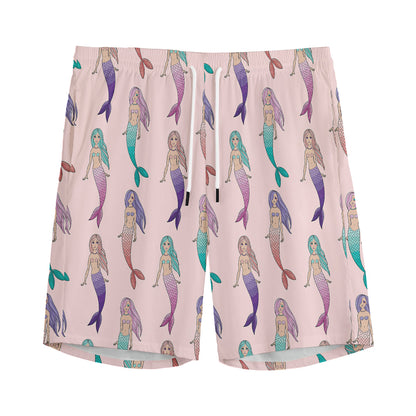 Mermaid Girls Pattern Print Men's Sports Shorts