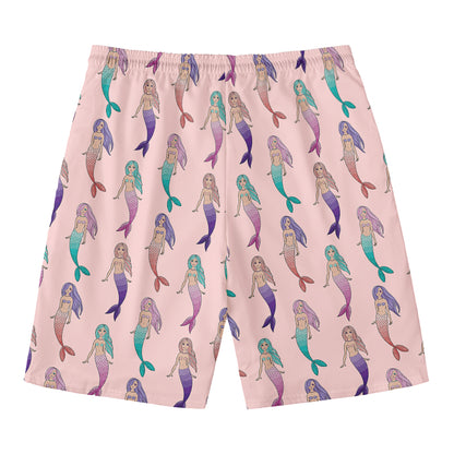 Mermaid Girls Pattern Print Men's Swim Trunks
