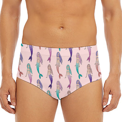 Mermaid Girls Pattern Print Men's Triangle Swim Briefs