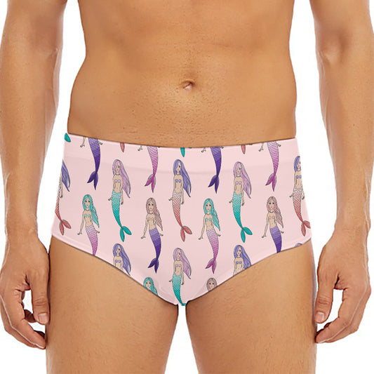 Mermaid Girls Pattern Print Men's Triangle Swim Briefs