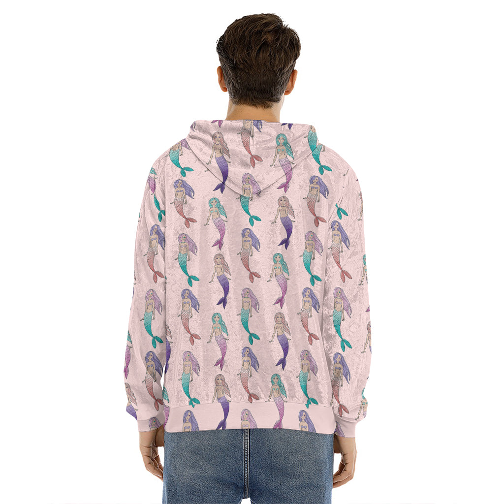 Mermaid Girls Pattern Print Men's Velvet Pullover Hoodie