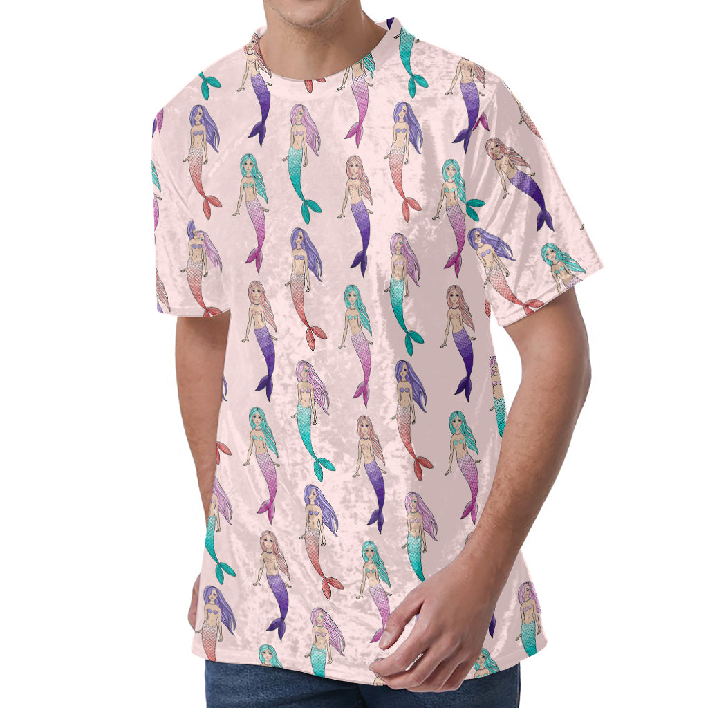 Mermaid Girls Pattern Print Men's Velvet T-Shirt