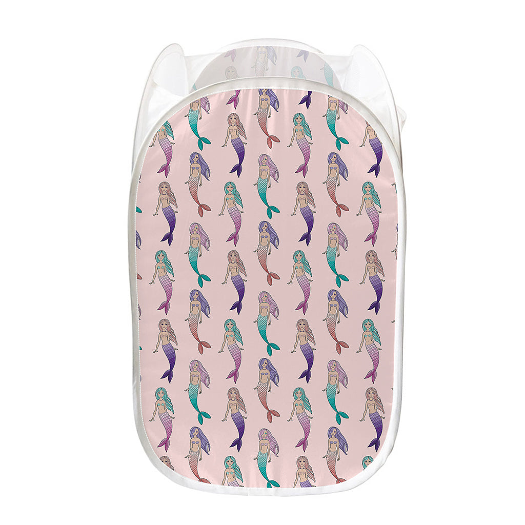 Mermaid Girls Pattern Print Mesh Laundry Hamper