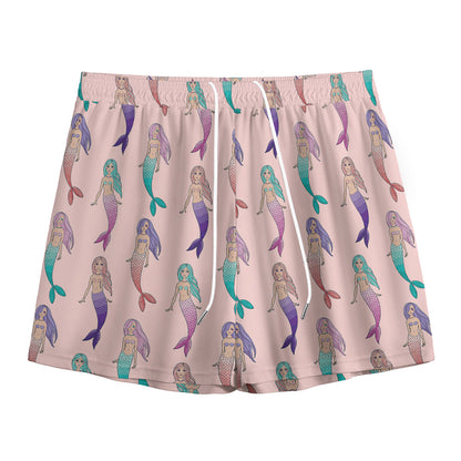 Mermaid Girls Pattern Print Mesh Shorts