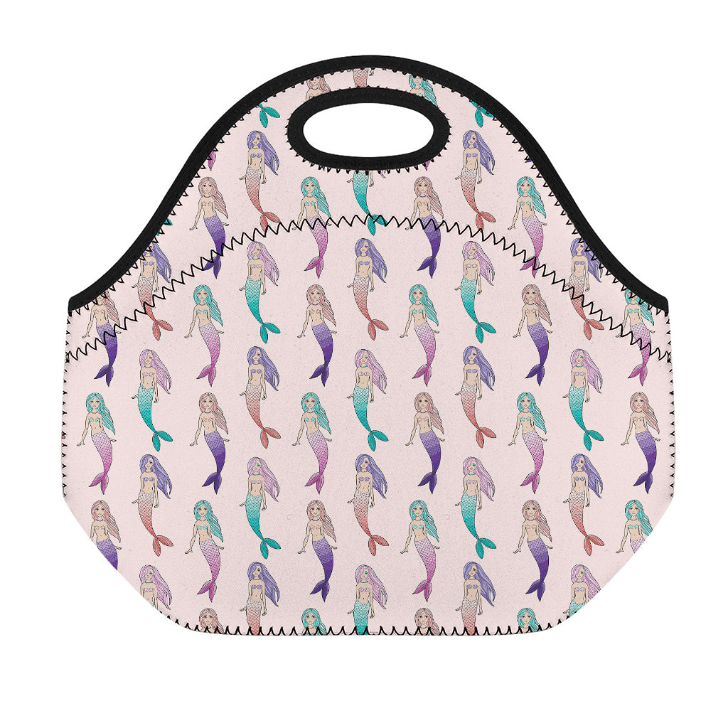 Mermaid Girls Pattern Print Neoprene Lunch Bag