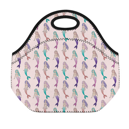 Mermaid Girls Pattern Print Neoprene Lunch Bag