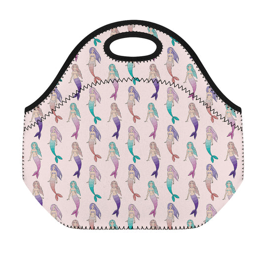 Mermaid Girls Pattern Print Neoprene Lunch Bag