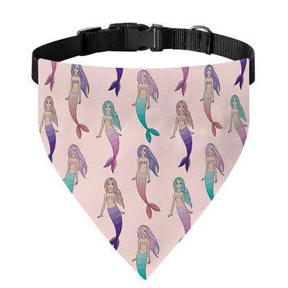 Mermaid Girls Pattern Print Over The Collar Dog Bandana
