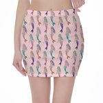 Mermaid Girls Pattern Print Pencil Mini Skirt