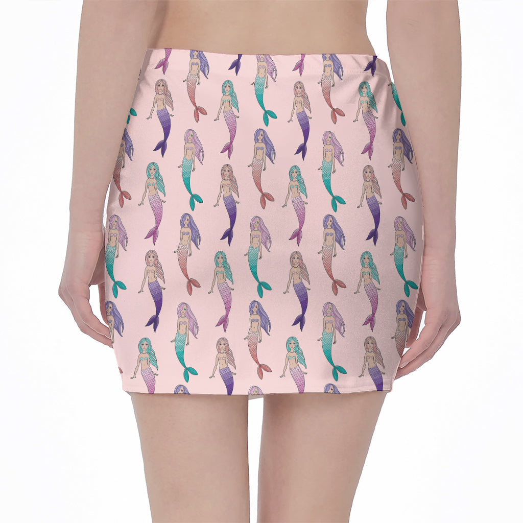 Mermaid Girls Pattern Print Pencil Mini Skirt