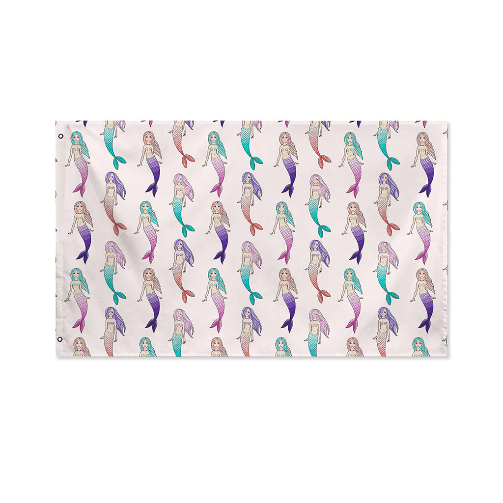 Mermaid Girls Pattern Print Polyester Flag