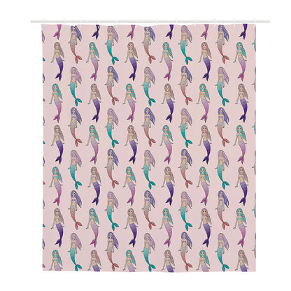 Mermaid Girls Pattern Print Polyester Shower Curtain