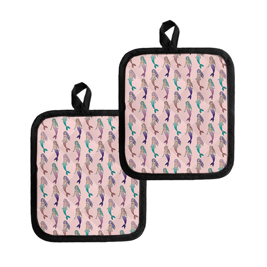 Mermaid Girls Pattern Print Pot Holders