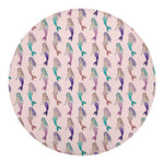 Mermaid Girls Pattern Print Round Blanket
