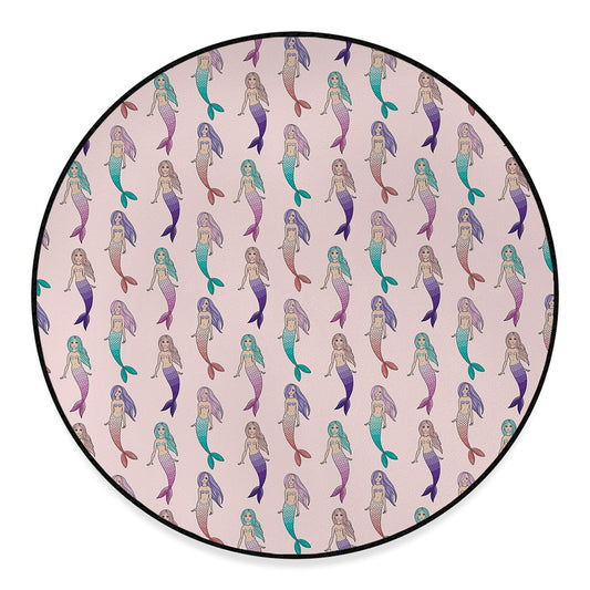 Mermaid Girls Pattern Print Round Floor Mat