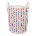 Mermaid Girls Pattern Print Round Laundry Basket