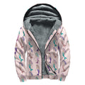 Mermaid Girls Pattern Print Sherpa Lined Zip Up Hoodie