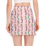 Mermaid Girls Pattern Print Side Slit Mini Skirt