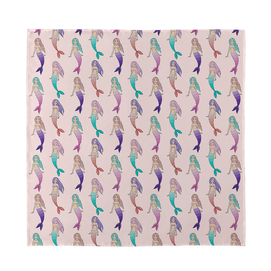 Mermaid Girls Pattern Print Silk Bandana