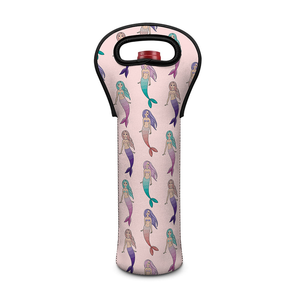 Mermaid Girls Pattern Print Single Neoprene Wine Tote