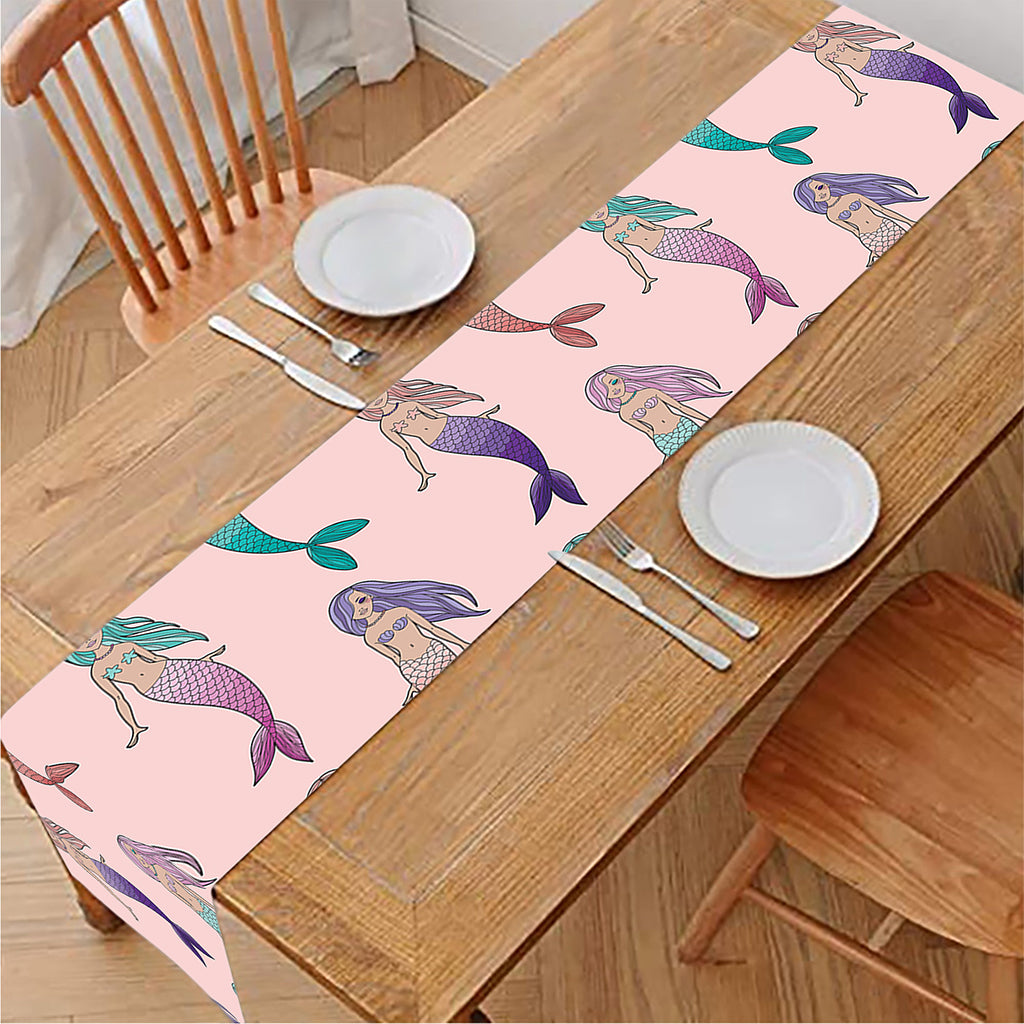 Mermaid Girls Pattern Print Table Runner