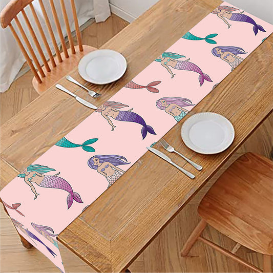 Mermaid Girls Pattern Print Table Runner