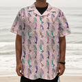 Mermaid Girls Pattern Print Textured Short Sleeve Shirt