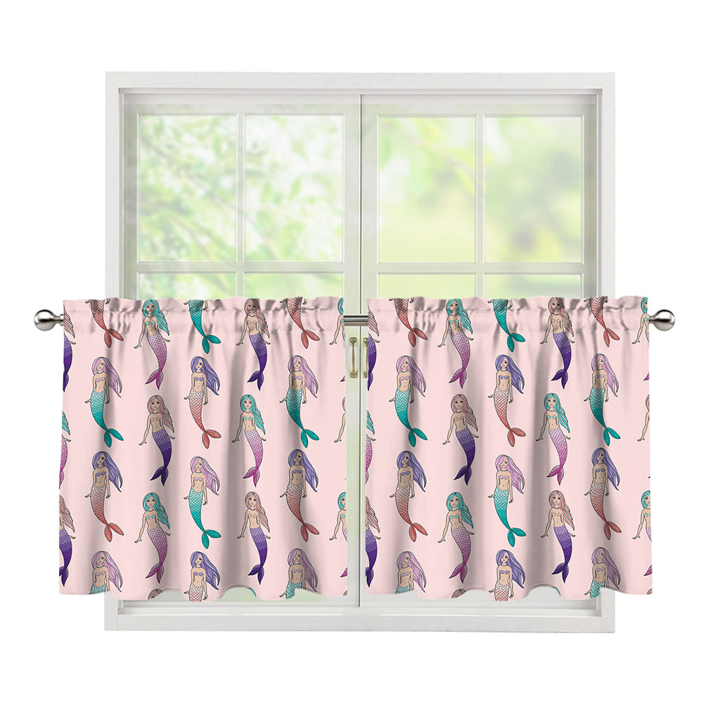 Mermaid Girls Pattern Print Tier Curtains