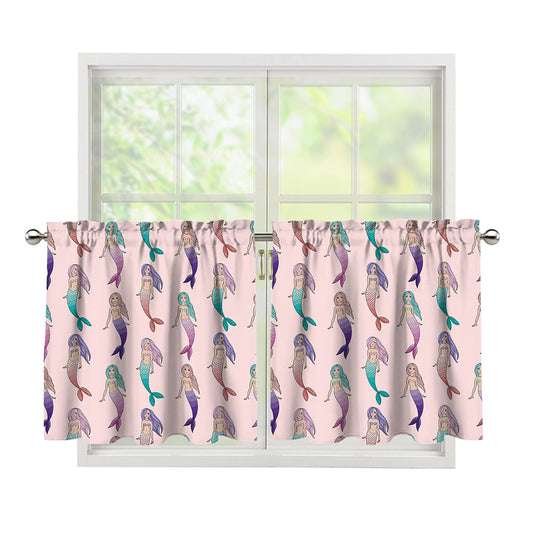 Mermaid Girls Pattern Print Tier Curtains