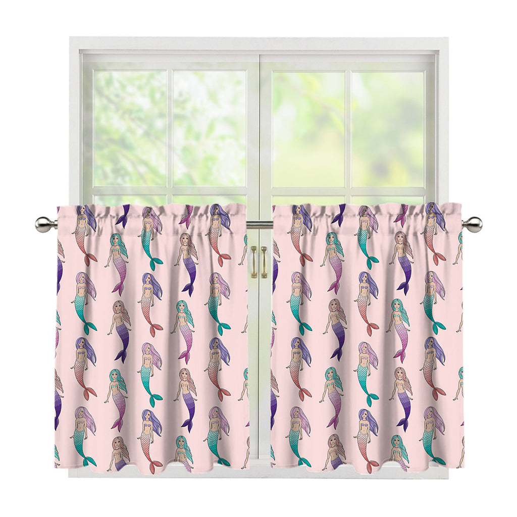 Mermaid Girls Pattern Print Tier Curtains