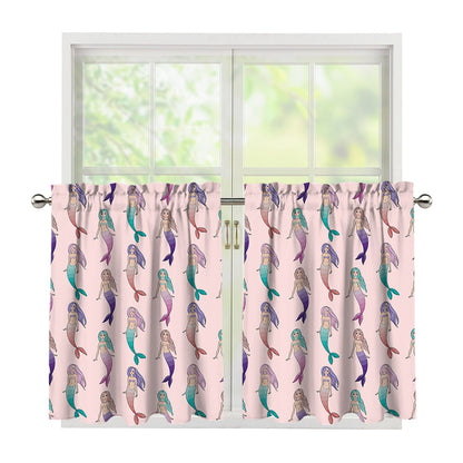 Mermaid Girls Pattern Print Tier Curtains