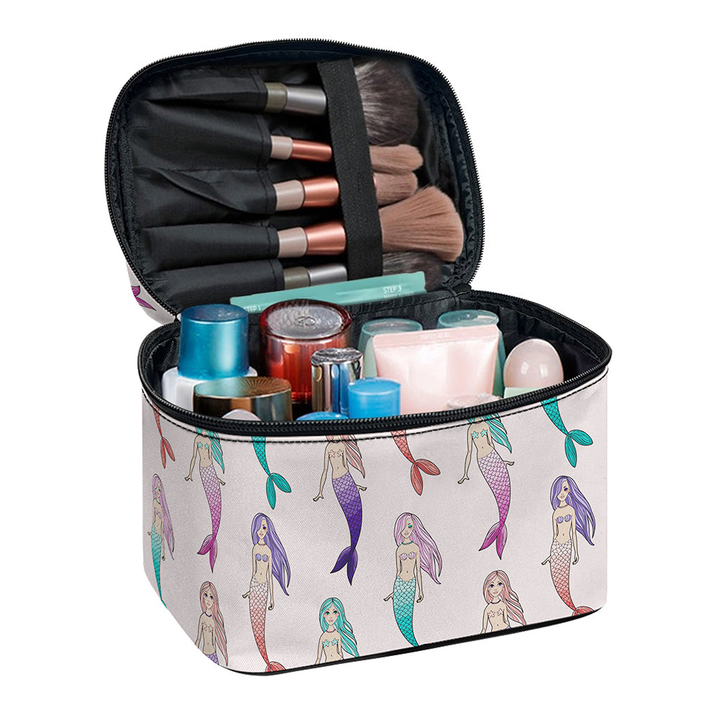 Mermaid Girls Pattern Print Travel Makeup Bag